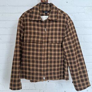 Evan Kinori Wool Tweed Check Zip Jacket XS